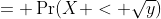 = \Pr(X < \sqrt{y})