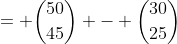 = \binom{50}{45} - \binom{30}{25}