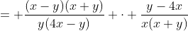 = \frac{(x-y)(x+y)}{y(4x-y)} \cdot \frac{y-4x}{x(x+y)}