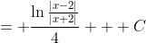 = \frac{\ln\frac{|x-2|}{|x+2|}}{4} + C