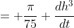 = \frac{\pi}{75} \frac{dh^3}{dt}
