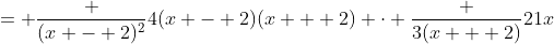 = \frac {(x - 2)^2}{4(x - 2)(x + 2)} \cdot \frac {3(x + 2)}{21x}
