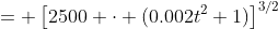 = \left[2500 \cdot (0.002t^2+1)\right]^{3/2}