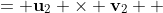 \displaystyle \begin{align*} \mathbf{n}_2 &= \mathbf{u}_2 \times \mathbf{v}_2 \\ &= \left| \begin{matrix} \mathbf{i} & \mathbf{j} & \phantom{-}\mathbf{k} \\ 1 & 2 & -2 \\ 3 & 0 & -2 \end{matrix} \right| \\ &= 3 \left| \begin{matrix} \mathbf{j} & \phantom{-}\mathbf{k} \\ 2 & -2 \end{matrix}  \right| - 0 \left| \begin{matrix} \mathbf{i} & \phantom{-}\mathbf{k} \\ 1 & -2  \end{matrix}  \right| + (-2) \left| \begin{matrix} \mathbf{i} & \mathbf{j} \\ 1 & 2 \end{matrix}  \right| \\ &= 3 \left( -2\mathbf{j} - 2\mathbf{k} \right) - 2 \left( 2\mathbf{i} - \mathbf{j} \right) \\ &= -6\mathbf{j} - 6\mathbf{k} - 4\mathbf{i} + 2\mathbf{j} \\ &= -4\mathbf{i} - 4\mathbf{j} - 6\mathbf{k} \\ &= <-4, -4, -6> \end{align*}