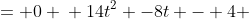 \displaystyle \begin{align*} (3t-3, -2-2t, 1+t)\cdot(3t, 3-2t, 2+t) &= 0 \\ (3t-3)(3t) + (-2-2t)(3-2t) + (1+t)(2+t) = 0 \\ 9t^2 - 9t - 6 - 6t + 4t + 4t^2 + 2 + 2t + t + t^2 &= 0 \\ 14t^2 -8t - 4 &= 0 \\ 7t^2 - 4t - 2 &= 0\end{align*}