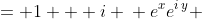 \displaystyle \begin{align*} e^{x + i\,y} &= 1 + i \\ e^xe^{i\,y} &= 1 + i \\ e^x\left[\cos{(y)} + i\sin{(y)}\right] &= 1 + i \\ e^x\cos{(y)} + i\,e^x\sin{(y)} &= 1 + i \end{align*}