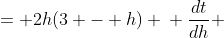 \displaystyle \begin{align*} \frac{dh}{dt} &= 2h(3 - h) \\ \frac{dt}{dh} &= \frac{1}{2h(3-h)} \\ t &= \int{\frac{1}{2h(3 -h)}\,dh} \end{align*}