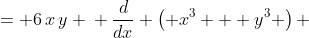 \displaystyle \begin{align*} x^3 + y^3 &= 6\,x\,y \\ \frac{d}{dx} \left( x^3 + y^3 \right) &= \frac{d}{dx} \left( 6\,x\,y \right) \\ \frac{d}{dx} \left( x^3 \right) + \frac{d}{dx} \left( y^3 \right) &= 6 \left[ x\,\frac{d}{dx} \left( y \right) + y\,\frac{d}{dx} \left( x \right) \right] \\ 3x^2 + \frac{d}{dy} \left( y^3 \right) \frac{dy}{dx} &= 6 \left[ x\,\frac{dy}{dx} + y \left( 1 \right) \right] \\ 3x^2 + 3y^2\,\frac{dy}{dx} &= 6x\,\frac{dy}{dx} + 6y \\ \left( 3y^2 - 6x \right) \frac{dy}{dx} &= 6y - 3x^2 \\ 3 \left( y^2 - 2x \right) \frac{dy}{dx} &= 3 \left( 2y - x^2 \right) \\ \frac{dy}{dx} &= \frac{2y - x^2}{y^2 - 2x} \end{align*}