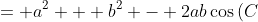 \displaystyle \begin{align*} c^2 &= a^2 + b^2 - 2ab\cos{(C)} \\ c^2 &= \left( \frac{1}{2} \right)^2 + \left( \frac{1}{2} \right)^2 - 2\left( \frac{1}{2} \right)\left( \frac{1}{2} \right) \cos{\left( 45^{\circ} \right)} \\ c^2 &= \frac{1}{4} + \frac{1}{4} - \frac{1}{2} \left( \frac{\sqrt{2}}{2} \right) \\ c^2 &= \frac{2 - \sqrt{2}}{4} \\ c &= \frac{\sqrt{ 2 - \sqrt{2} }}{2} \end{align*}
