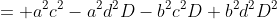 = a^2c^2-a^2d^2D-b^2c^2D+b^2d^2D^2