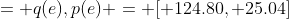 = q(e),p(e) = [ 124.80, 25.04]
