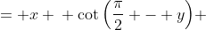 \displaystyle \begin{align*} \tan{y} &= x \\ \cot{\left(\frac{\pi}{2} - y\right)} &= x \\ \frac{\pi}{2} - y &= \textrm{arccot}\,{x} \\ y &= \frac{\pi}{2} - \textrm{arccot}\,{x} \\ \arctan{x} &= \frac{\pi}{2} - \textrm{arccot}\,{x} \end{align*}