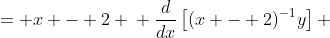 \displaystyle \begin{align*} (x - 2)^{-1}\frac{dy}{dx} - (x - 2)^{-2}y &= x - 2 \\ \frac{d}{dx}\left[(x - 2)^{-1}y\right] &= x - 2 \\ (x - 2)^{-1}y &= \int{x - 2\,dx} \\ (x - 2)^{-1}y &= \frac{x^2}{2} - 2x + C \\ y &= (x - 2)\left(\frac{x^2}{2} - 2x + C\right) \end{align*}