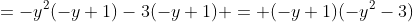 =-y^2(-y+1)-3(-y+1) = (-y+1)(-y^2-3)