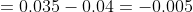 =0.035-0.04=-0.005