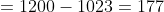 =1200-1023=177