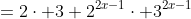  \begin{align*}2^{2x}\cdot 3^{2x}&=2\cdot 3 \\2^{2x-1}\cdot 3^{2x-1}&=1 \\6^{2x-1}&=1\\x&=\tfrac{1}{2}\end{align*}