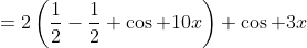 =2\left(\frac{1}{2}-\frac{1}{2} \cos 10x\right) \cos 3x