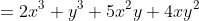 =2x^3+y^3+5x^2y+4xy^2