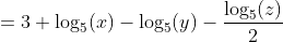 =3 \log_5(x)-\log_5(y)-\frac{\log_5(z)}{2}