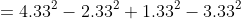 =4.33^2-2.33^2+1.33^2-3.33^2
