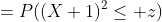 =P((X+1)^2\leq z)
