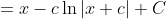=x-c\ln|x+c|+C