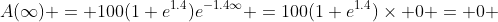 A(\infty) = 100(1+e^{1.4})e^{-1.4\infty} =100(1+e^{1.4})\times 0 = 0 