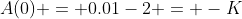 A(0) = 0.01-2 = -K