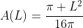 A(L)=\frac{\pi L^{2}}{16\pi}