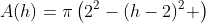 A(h)=\pi\left(2^2-(h-2)^2 \right)