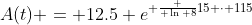A(t) = 12.5 e^{ \frac { \ln 8}{15} \cdot 115}