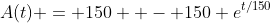A(t) = 150 +- 150 e^{t/150}