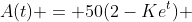 A(t) = 50(2-Ke^t) 