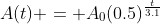 A(t) = A_0(0.5)^{\frac{t}{3.1}}