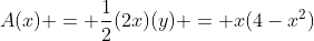 A(x) = \frac{1}{2}(2x)(y) = x(4-x^2)