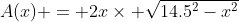 A(x) = 2x\times \sqrt{14.5^2-x^2}