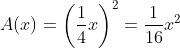 A(x)=\left(\frac{1}{4}x\right)^2=\frac{1}{16}x^2
