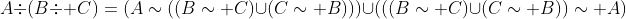 A\div(B\div C)=(A\sim((B\sim C)\cup(C\sim B)))\cup(((B\sim C)\cup(C\sim B))\sim A)