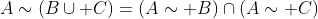 A\sim(B\cup C)=(A\sim B)\cap(A\sim C)