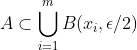 A\subset\bigcup_{i=1}^{m}B(x_i,\epsilon/2)\;(m\leq n)