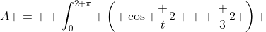 A =  \int_0^{2 \pi} \left( \cos \frac t2 + \frac 32 \right) ~dt \approx \sum_{i = 1}^4g(x_i) \Delta x