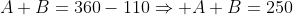 A+B=360-110\Rightarrow A+B=250