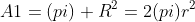 A1=(pi) R^2=2(pi)r^2