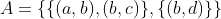A=\{\{(a,b),(b,c)\},\{(b,d)\}\}