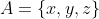 A=\{x,y,z\}
