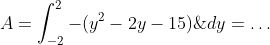 A=\int_{-2}^2-(y^2-2y-15)\;dy=\ldots