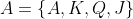 A=\left\{A,K,Q,J\right\}
