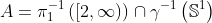 A=\pi_1^{-1}\left([2,\infty)\right)\cap\gamma^{-1}\left(\mathbb{S}^1\right)