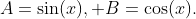 A=\sin(x), B=\cos(x).